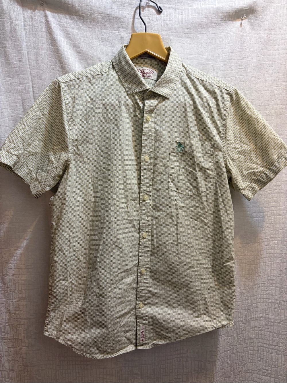 Original Penguin Light Beige Short-Sleeve Button-Down Shirt 100%cotton